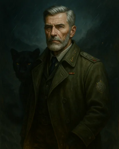 Cliff Henderson with his black panther guardian, Sasha.