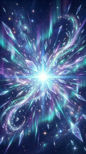 Radiant fragments scatter across the sky.