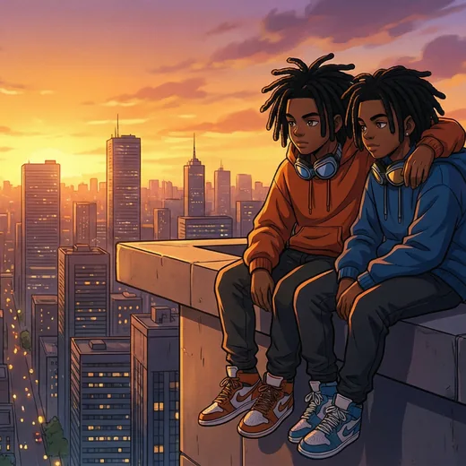 The twins above the city.