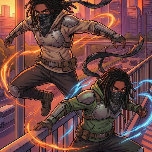 The twins in action.